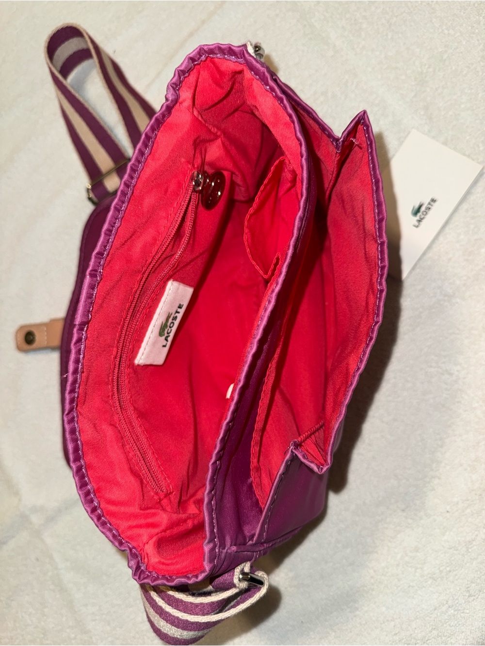 Lacoste Dahlia Rose Small Satchel Crossbody Bag With Snap front Closure - Picture 4 of 5